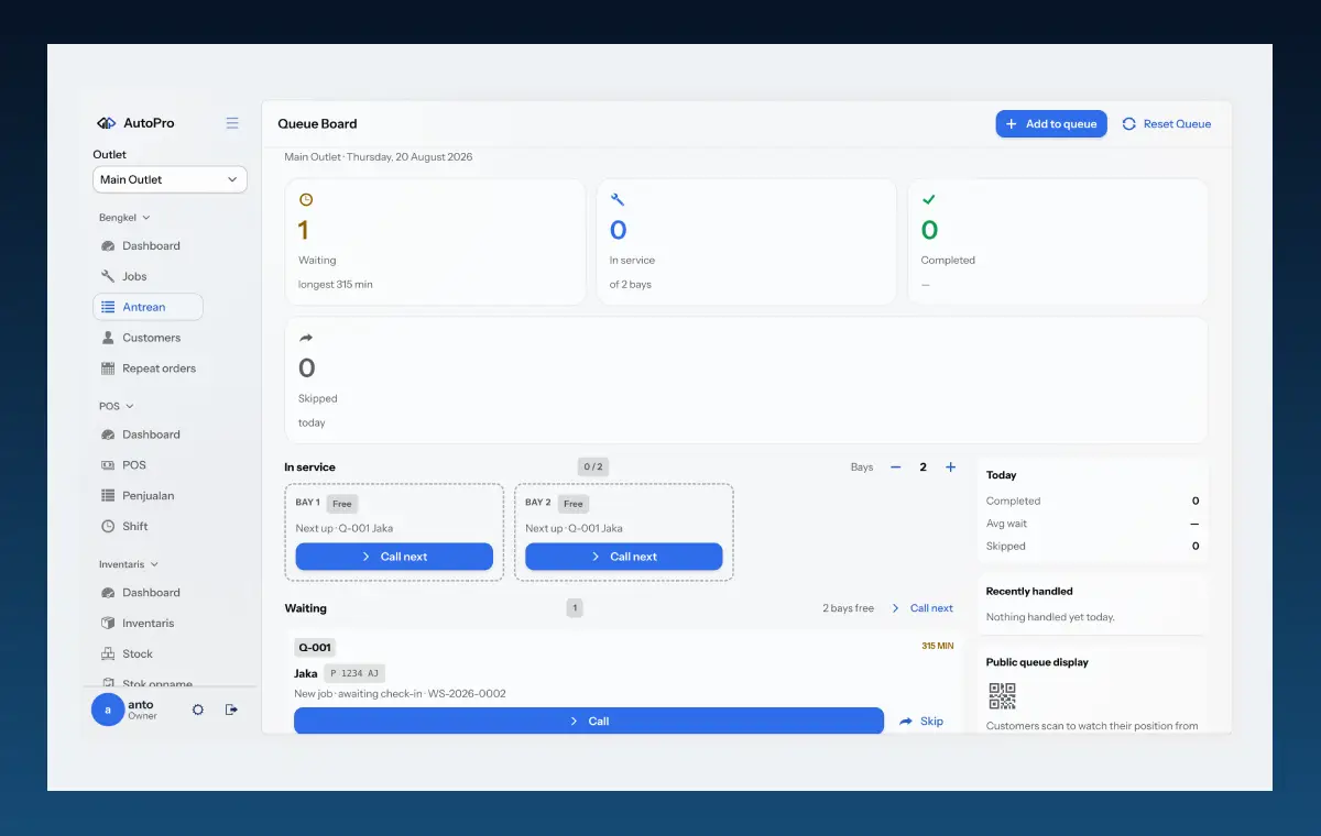 Preview Antrian Realtime AutoPro