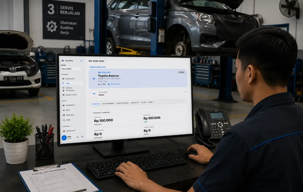 Tampilan AutoPro pada tahap Pekerjaan dan estimasi